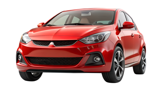 red car isolated on transparent white background, clipping path