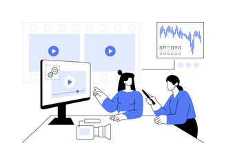 Add post-production isolated cartoon vector illustrations.