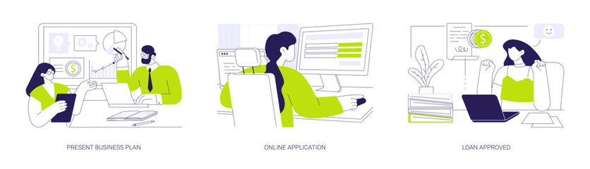 Small business loan isolated cartoon vector illustrations se