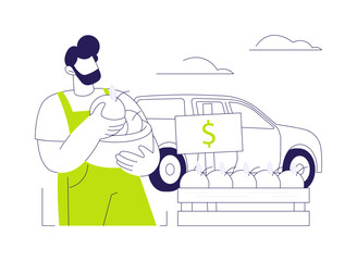 Roadside farmers stand abstract concept vector illustration.