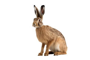 European hare isolated on transparent background