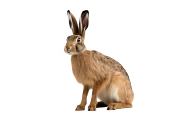European hare isolated on transparent background