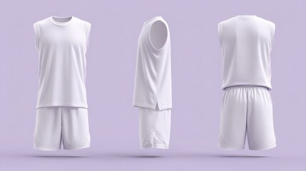 Basketball uniform sleeveless jersey and shorts, mockup template for product presentation