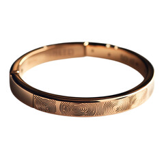 Gold Wedding Ring with Fingerprint Design Isolated on Transparent Background