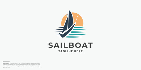 Fototapeta premium Sailboats design company logotype Vector illustration.