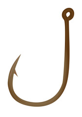 Brown fish hook. vector illustration