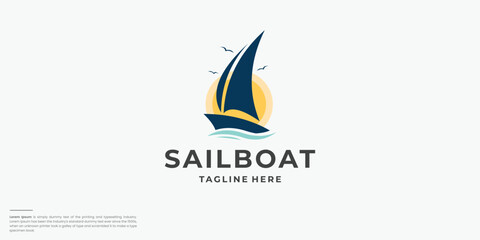 Logo with a abstract ship or sailboat logo inspiration.