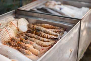 Bustling thailand fish market displaying fresh seafood variety