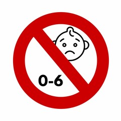 Warning sign, warning iconkeep away from kids under 6 years, Keep out of reach of children sign, Keep out of reach of children icon, not for under 6 years kids,