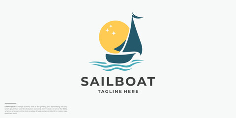 Logo with a abstract ship or sailboat logo inspiration.