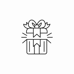 open gift box bow icon sign vector