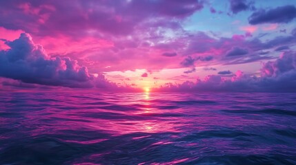 Fototapeta premium anime pastel sunset over calm ocean