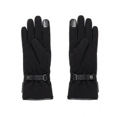 Pair of black fleece gloves with touchscreen fingertips,