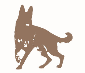 Naklejka premium Silhouette of a German Shepherd Dog in Motion
