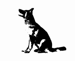 Silhouette of a Sitting Dog – Vector Illustration