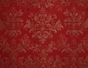 Deep red damask, intricate detailing, luxurious feel , floral, photo, red damask