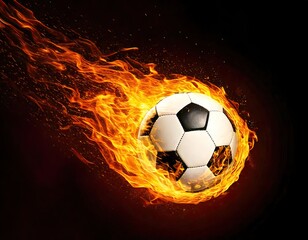 Naklejka premium an soccer or football on fire flying through the air