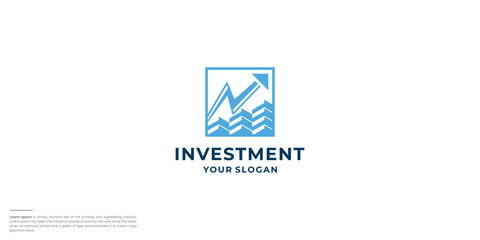 creative arrow and diagram logo investment on square shape.