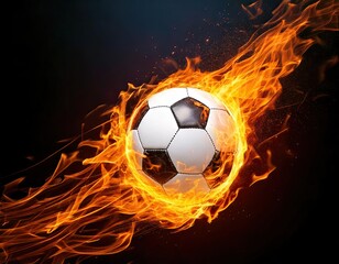 Fototapeta premium an soccer or football on fire flying through the air