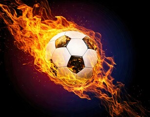 Fototapeta premium an soccer or football on fire flying through the air