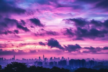 Fototapeta premium sunrise city anime wallpaper pastel background