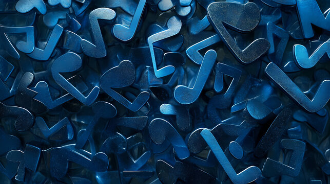 A collection of playful navy blue musical notes. [Harmonic Relics] | Choir Stones | harmonic tablet. Illustration