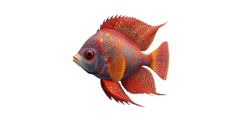 Fototapeta premium Vibrant Red And Blue Fish Illustration. Aquatic Life And Marine Artistry Isolated On Transparent Background
