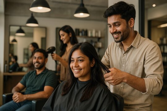 Salon styling happy clients