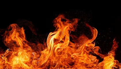 Fototapeta premium realistic fire overlay effect vivid flames isolated on transparent background