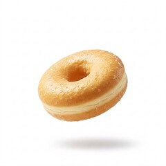 Fototapeta premium Glazed donut round shape with a hole in the middle, isolated on a white background