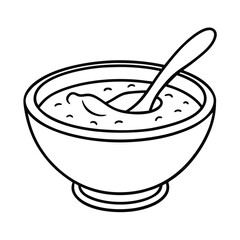 a bowl soup spoon inside coloring page vector art silhouette