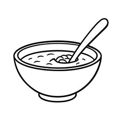 a bowl soup spoon inside coloring page vector art silhouette