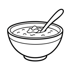 a bowl soup spoon inside coloring page vector art silhouette