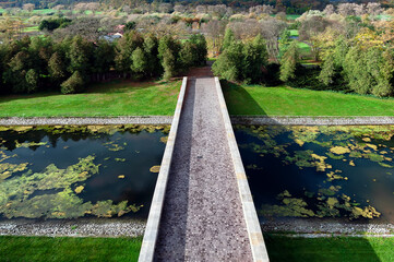 Bridge over the park lake in Krasiczyn Poland