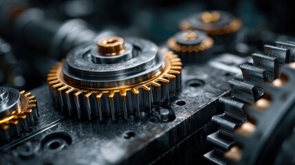 Powerful industrial system with rotating gears and mechanical components, showcasing the efficiency of modern engineering technology
