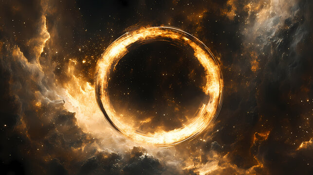 A futuristic wormhole inside a nebula pulses with mysterious cosmic energy, revealing hidden star systems. [Harmonic Relics] | Etheric Vibration | cosmic pulse. Illustration