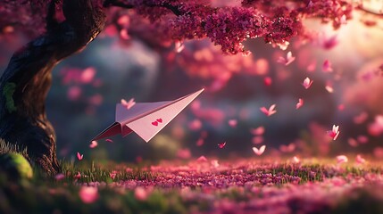 anime paper plane love message romantic wallpaper