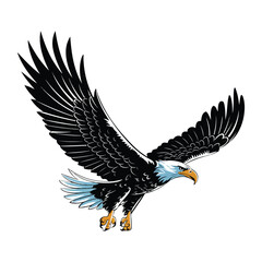 Powerful Bald Eagle Soaring with Wings Spread Wide in a Dynamic Pose Symbolizing Freedom and Strength in Nature