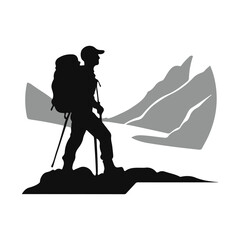 Silhouette of a man hiking mountain