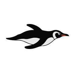Penguin Swimming Underwater Gracefully Isolated on White Background Antarctic Bird Wildlife Illustration