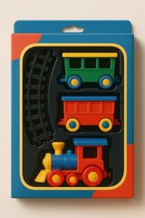 Naklejka premium Colorful toy train set illustration.