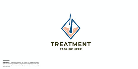 Obraz premium Hair follicle vector flat logo. Hair bulb follicle, shampoo treatment, dandruff dermatology and hair