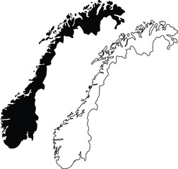 Map of Norway Silhouette Flat And Outline Design
