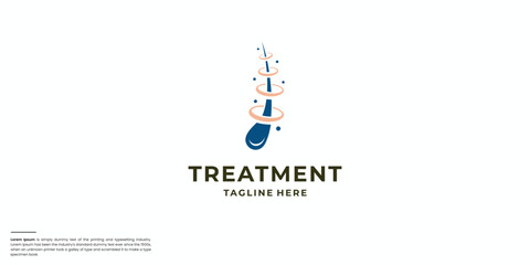 Hair follicle vector flat logo. Hair bulb follicle, shampoo treatment, dandruff dermatology and hair
