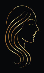 Beauty salon logo, female gold logo, minimalistic gold logo for a beauty salon. Vector illustration