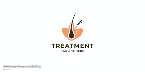 Obraz premium Hair care with drop oil vitamin icon logo vector illustration.