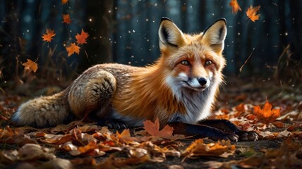Obraz premium Autumnal Fox in a Forest