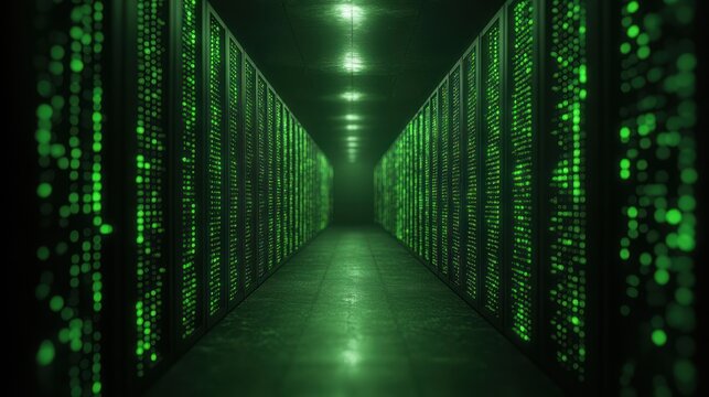 Green matrix style server room data center