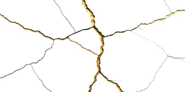 Gold Leaf Filled Cracked Concrete Texture