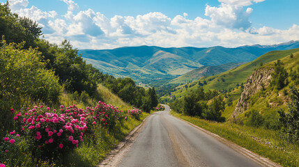 Naklejka premium Winding Road Through Valley